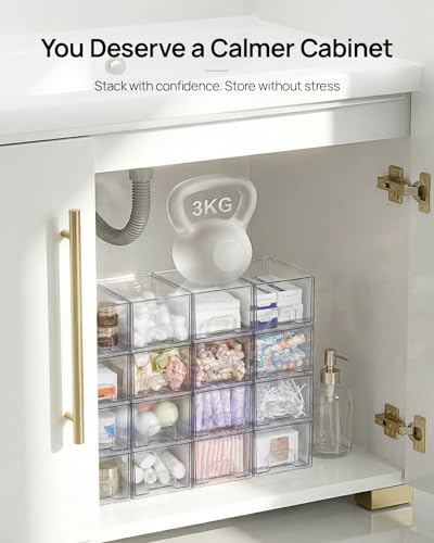 Vtopmart 8 Pack Small Clear Stackable Storage Drawers, Acrylic Bathroom Makeup Organizer, Plastic Storage Bins For Vanity, Undersink, Kitchen Cabinets, Pantry, Home Organization - style: 8pack-Clear