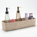 Seagrass Storage Basket 3 Sections Woven Shelf Baskets with Compartment (Whitewash, 14.6inch x 4.7inch x 3.1inch) - color: Whitewash 3 Sections without Lid