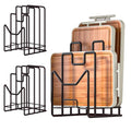 Multifunctional Cutting Board Organizer, Cutting Board Holder Rack Baking Cookie Pan Sheets Cooling Racks Storage Stand for Kitchen Cabinet -Divided Holder with 4 Slots (2PS Black) - color: 2Black