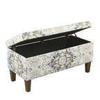 HomePop Ottomon Upholstered Rectangular Storage Ottoman Bench with Hinged Lid, Brown and Cream Large - color: Brown and Cream