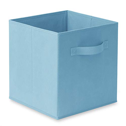 Casafield Set of 6 Collapsible Fabric Cube Storage Bins, Baby Blue - 11" Foldable Cloth Baskets for Shelves, Cubby Organizers & More - color: Baby Blue, size: 10.5" x 10.5" x 11"