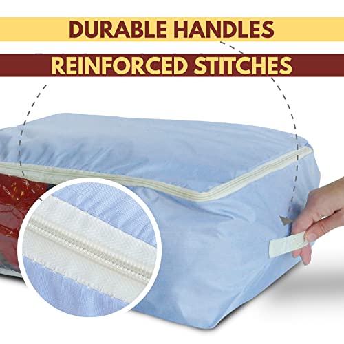 Madam Sew Quilt Blanket Storage Bag|Blanket Organizer|Comforter Storage for Clothes, Quilts, Bedding|Linen Bag Storage with Visible Front Panel, Strong Handles & 2-Way Zipper - Periwinkle 22x15x8" - color: Purple