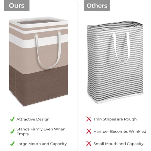 HomeHacks 2-Pack Large Laundry Basket, Waterproof, Freestanding Laundry Hamper, Collapsible Tall Clothes Hamper with Extended Handles for Clothes Toys in the Dorm and Family (Brown, 88L) - color: Brown, size: 88L