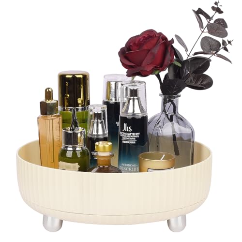 Anyoifax Makeup Perfume Organizer Tray 360 Degree Rotating Lazy Susan Skincare Lotion Organizer Spinning Cosmetics Storage for Dresser, Vanity, Bathroom Countertop, Large Beige - color: Beige, size: 11 "
