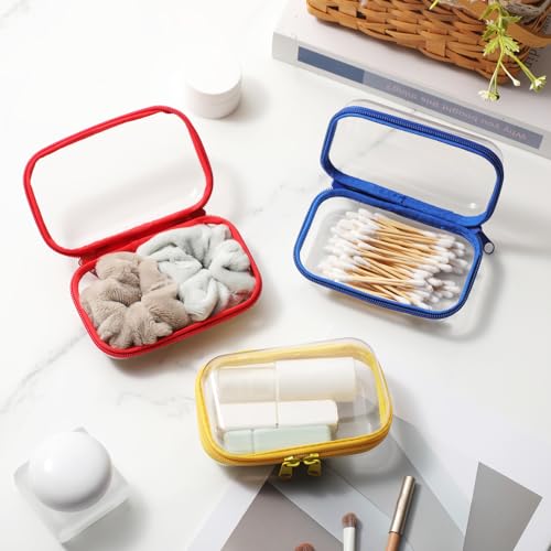 Sanwuta 6 Pcs Clear Hard Zipper Case Plastic Zipper Pouches Transparent Makeup Bag Pencil Case Pouches Toiletry Diaper Bag for Travel Toy Storage Organizer Bins - color: Assorted Color, size: 5 x 3 x 2 Inch