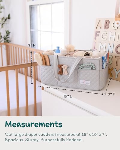 Lily Miles Baby Diaper Caddy Organizer, Nursery Storage Tote for Newborn Essentials and Diaper Change Station, Gift for Baby Shower and Registry Must-Have (Heather Gray) - color: Heather Gray
