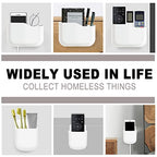 Remote Control Holder Wall Mount Set, Office Supplies Supply Organizer, Bedside Audio-Video Remote Control Shelving, With Self Adhesive Caddy Storage Box, White Wall Phone Stand Mail Sorters