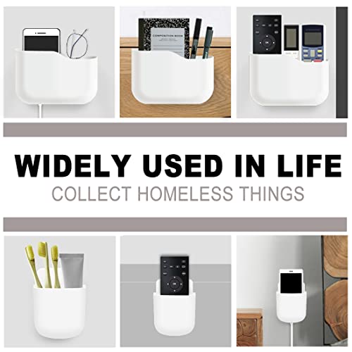 Remote Control Holder Wall Mount Set, Office Supplies Supply Organizer, Bedside Audio-Video Remote Control Shelving, With Self Adhesive Caddy Storage Box, White Wall Phone Stand Mail Sorters