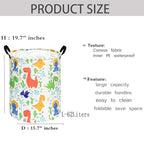 KUNRO Kids Laundry Hamper Clothes Gift Basket Storage Laundry Baskets Organizer Bin with Handles for Nursery Room (Baby Dino) - color: dino-baby
