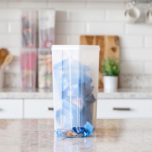IRIS USA Vertical Plastic Flip Top Storage Containers Bins with Lids for Pantry, Home, Office, Organization, Large, Stackable Hinged Organizer with Latches, Clear, 4 Pack - size: Large - 4 Pack