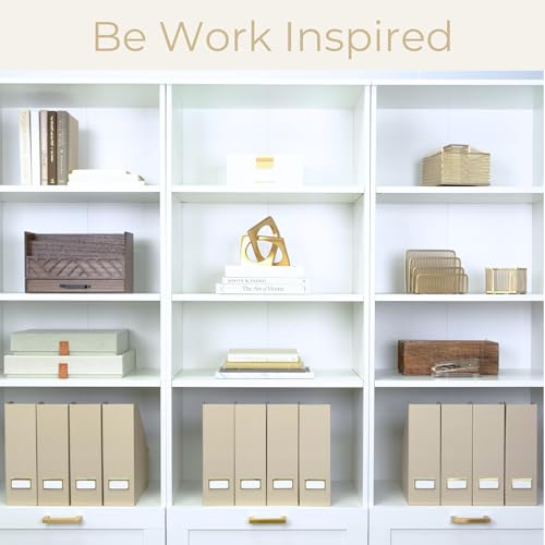 BLU MONACO | Set of 6 Foldable Taupe Magazine File Holders with Label Holders | Vertical File Organizer & File Storage Boxes for Desk, Shelves & Home Office - color: Taupe