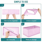 12 Pack Drawer Organizers Underwear Drawer Dividers Foldable Storage Boxes Fabric Closet Organizers Storage Cubes for Clothes Bras Socks Ties Cosmetics Stationeries Hair Accessories(Pink)