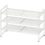 Simple Houseware 3-Tier Stackable Metal Panel Shoes Rack, White - color: White, style: Metal Panel