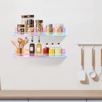 Dezzer 4 Pack Acrylic Shelves for Wall, 15" Acrylic Floating Shelves for Bathroom Bedroom, Invisible Bookshelf Wall Ledge Storage Shelf Books Perfume Toys Action Figure Display Shelves, Iridescent - style: 15 inch 4-pack Rainbow