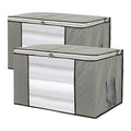 2 Pack Foldable Large Storage Bags 28 x 20 x 12 (L x W x H) inch for Comforter Quilt Blanket Clothes with Clear Window & Handles - Easy to Fit King Size Comforter Set - Closet Under Bed Organizer - size: Extra Large (Horizontal), style: Set of 2
