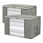 2 Pack Foldable Large Storage Bags 24 x 16 x 14 (L x W x H) inch for Comforter Quilt Blanket Clothes with Clear Window & Handles - Easy to Fit King Size Comforter Set - Closet Under Bed Organizer - size: Large (Horizontal), style: Set of 2