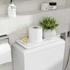 Lixple Toilet Paper Basket Holder, 13" Toilet Tank Tray, Wood and Metal Toilet Tray Vanity Organizer Bathroom Tray, Kitchen Sink Organizer for Soap Dispenser (White) - color: White