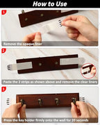 CypherX Key Holder Wall Mount Adhesive, Easy Removal Super Adhesive Tapes, No Damage Small Key Rack with 4 Hooks for Entryway Door Bathroom and Kitchen (Brown) - color: Brown-S