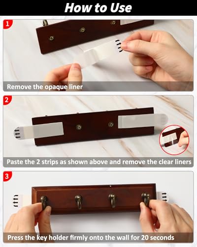 CypherX Key Holder Wall Mount Adhesive, Easy Removal Super Adhesive Tapes, No Damage Small Key Rack with 4 Hooks for Entryway Door Bathroom and Kitchen (Brown) - color: Brown-S