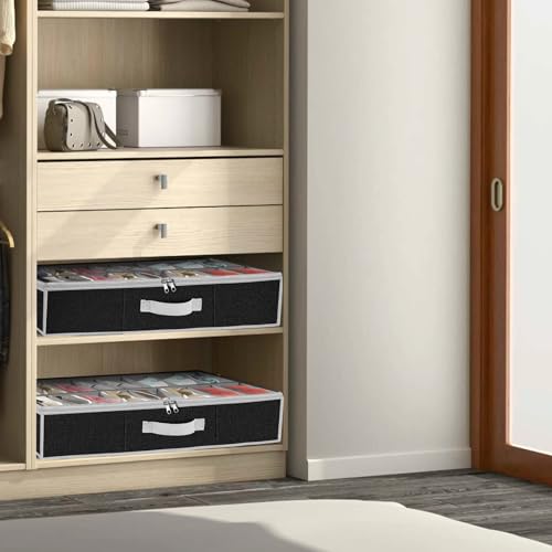 homyfort Under the Bed Shoe Storage Organizer for Closet, Extra Large Underbed Shoe Container, 2 Pack Fits 32 Pairs, Black - color: Black
