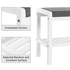 SONGMICS Shoe Rack Bench with Cushion Upholstered Padded Seat, Storage Shelf, Shoe Organizer, Holds Up to 350 lb, Ideal for Entryway Bedroom Living Room Hallway Garage Mud Room Gray and White ULBS65WN - color: Gray + White