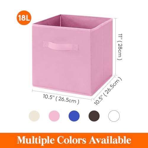 Lifewit Storage Cubes, Foldable Decorative Fabric Storage Baskets for Organizing Home Organizers with Handles for Shelves, Closet, 11 Inch Bins, 18L Pink, 12 Packs - color: Pink, size: 12pcs-11INCH