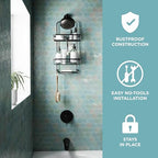Zenna Home Rustproof Hanging Shower Caddy, Over the Shower Head Caddy with 2 Shelves and Built In Hooks, Aluminum Bathroom Hanging Organizer, Bronze - color: Bronze