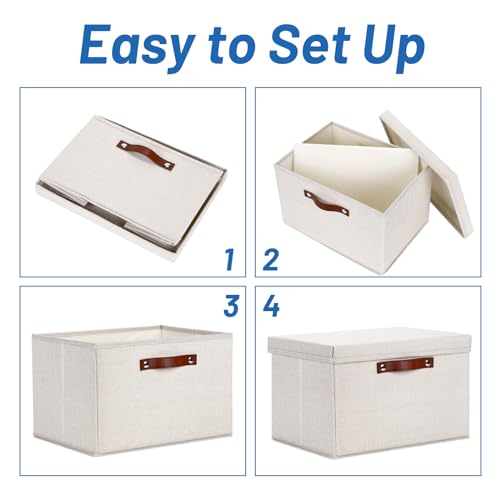 Temary Storage Bins with Lids 2-Pack Large Foldable Storage Baskets with Lid, Fabric Storage Bin for Organizing Home (Beige, 15x11x9.5inch) - color: Beige, size: 15×11×9.5