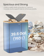 SONGMICS Laundry Hamper with Lids, Laundry Basket with 2 Compartments, 39 Gal. (150 L), Removable Liner Bag, for Laundry Room, Bedroom, Living Room, Slate Gray and Light Bamboo ULCB523G01 - color: Slate Gray, size: 150L (2-Section with Double Lid)