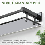 Alise Glass Bathroom Shelves Wall Mounted, 24 Inch Matte Black Tempered Floating Shelves Bathroom, Stainless Steel Bathroom Glass Shelf - color: Matte Black, size: 24 Inch