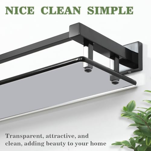 Alise Bathroom Shelves,Matte Black Glass Shelf for Bathroom, Modern Floating Shelves,20 inch - color: Matte Black, size: 20 Inch