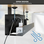 Mount-It! Under Desk Cable Management Tray – Clamp-On No-Drill Metal Cable Management Tray for Desk & Standing Desk, Wire & Cord Organizer for Power Strips, Glass Desks – 23.6” Black