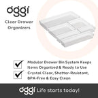 Oggi Clear Drawer Organizer - 3" X 12.5" - Ideal for Organizing Kitchen Drawers, Office, Desk, Silverware, Kitchen Utensils, Cosmetics and Bathrooms - size: 3" by 12"