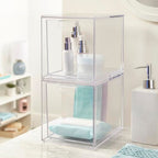STORi Audrey Stackable Bin Clear Plastic Organizer Drawers | 2 Piece Set | Organize Cosmetics and Beauty Supplies on a Vanity | Made in USA - size: 6.75" Tall Set