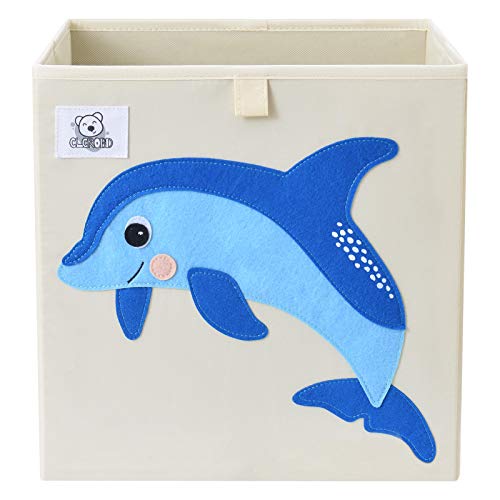 CLCROBD Foldable Animal Cube Storage Bins Fabric Toy Box/Chest/Organizer for Toddler/Kids Nursery, Playroom, 13 inch (Dolphine) - color: Dolphine