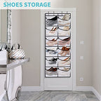 2 Packs Over the Door Shoe Organizer, 24 Extra Large Mesh Pockets Hanging Shoe Boots Rack Holder, Closet Hanging Organizers for Storage Sneakers High Heeled Shoes Slippers (White) - size: 24 Pockets