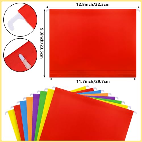 Dispowreath 24 Hanging File Folder with Acrylic Organizer for Letter/a4 Size Desktop Clear File Storage Box with Handles for Home Work Office Use(Rainbow,Classic) - color: Rainbow, style: Classic