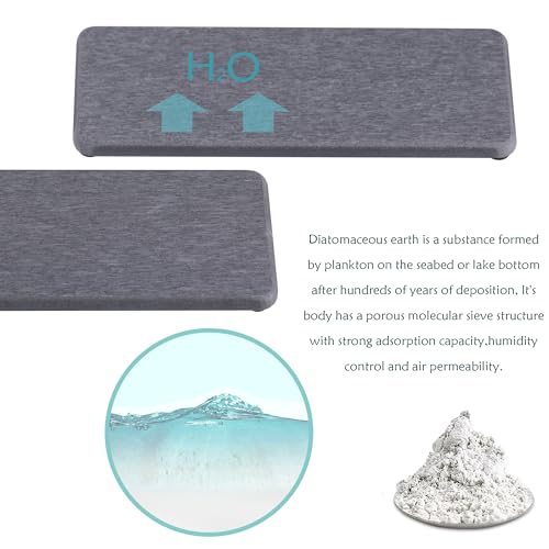 NiuYichee 2 Pcs Water Absorbing Stone Trays, Kitchen/Bathroom Sink Soap Dish, Diatomite Tray Used for Hand Soap & Cosmetic Bottles in The Modern Home, 3.15" W x 8.7" L, Gray - color: Gray, size: 8.7" x 3.15"