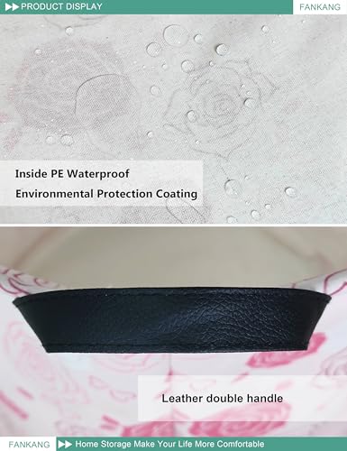 FANKANG Storage Basket, Nursery Hamper Canvas Laundry Basket Foldable with Waterproof PE Coating Large Storage Baskets for Kids Boys and Girls, Office, Bedroom, Clothes,Toys(Pink roses) - color: Pink roses