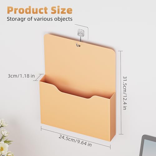 Magnetic File Holder - Magnetic Paper Holder, Pocket Organizer Office Supplies Storage Mail Organizer for Notebooks,Planners,Letter (Orange) - color: Orange Holder-L