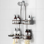 REINHARDT Adjustable Shower Caddy Hanging Rustproof Shower Caddy for Handheld Showerheads, Shower Organizer with Hooks Soap Holder, Anti-Swing Shower Rack Bathroom Accessories, Bronze - color: Bronze