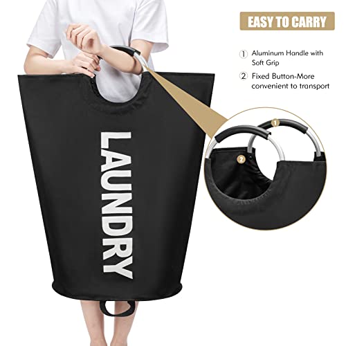 Maxsilan 90L Large Laundry Basket, Freestanding Tall Clothes Hamper, Collapsible Laundry Bag, Black - color: Black, size: 90L