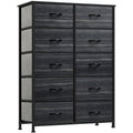YITAHOME 10 Drawer Dresser - Fabric Storage Tower, Organizer Unit for Living Room, Hallway, Closets - Sturdy Steel Frame, Wooden Top & Easy Pull Fabric Bins - color: Cool Black Wood Grain, style: 10-Drawer