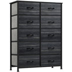 YITAHOME 10 Drawer Dresser - Fabric Storage Tower, Organizer Unit for Living Room, Hallway, Closets - Sturdy Steel Frame, Wooden Top & Easy Pull Fabric Bins - color: Cool Black Wood Grain, style: 10-Drawer