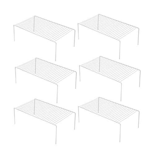 Redrubbit Medium (13 x 9. 4 Inch) Cabinet Storage Shelf Rack, Rustproof Kitchen Counter and Cabinet Shelf, Storage Rack Organizer for Kitchen, Fridge, Bathroom, Set of 6 - color: White