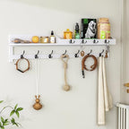 AMBIRD 35 inch Coat Rack Wall Mount, Extra Long Coat Hooks Wall Mount, Entryway Shelf with 7 Dual Coat Hooks 4 Key Hooks Mail Organizer, Wooden Wall Coat Rack with Hooks, Key Holder Rack (White) - color: White, size: 35" L