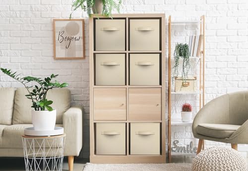 Sorbus Foldable Storage Cubes - 6 Fabric Baskets for Organizing Pantry, Closet, Shelf, Nursery, Playroom, Toy Box - 11 Inch Dual Handle Collapsible Closet Organizers and Storage Bins (Beige) - color: Beige, size: 11 Inch