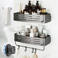 Onemake Shower Caddies Suction Cup, 2-Pack Removable Bathroom Shelf, Shower Organizer with Portable Hooks, Shower Caddy Corner Waterproof Holder with Towel Bar, Gray - style: 2 Tier-Gray Square Caddies
