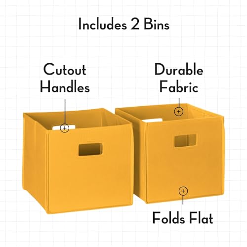 RiverRidge Folding Storage Bins with Handles Golden yellow Cube Storage Organizer for Closet, Bedroom & Playroom - Closet Organizers and Storage Set of 2 - color: 2 Golden Yellow Bins