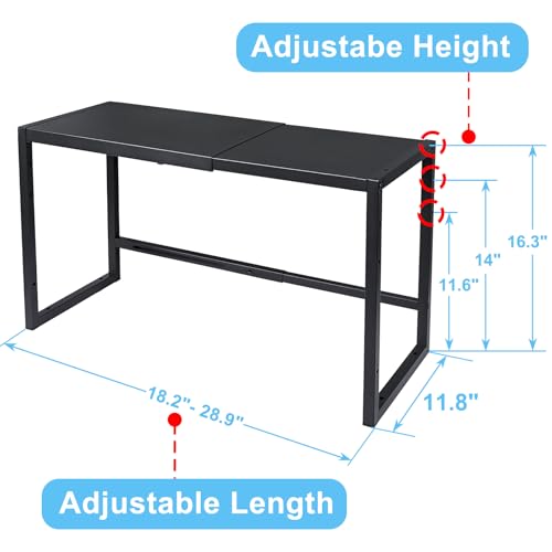Expandable 110 LBS Heavy Duty Storage Shelves,Metal Shelving Unit for Pots Pans Microwave Small Appliance,Adjustable Storage Rack Shelf Organizer For Kitchen Garage Warehouse Cabinet Closet Pantry - color: Black, size: 1 Tier：11.8"D x 28.9"W x 16.3"H